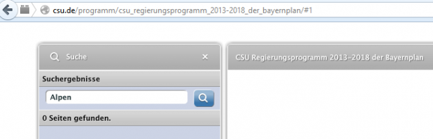 CSU ohne Plan für die Alpen (aus dem "Bayernplan" = Regierungsprogramm der CSU)